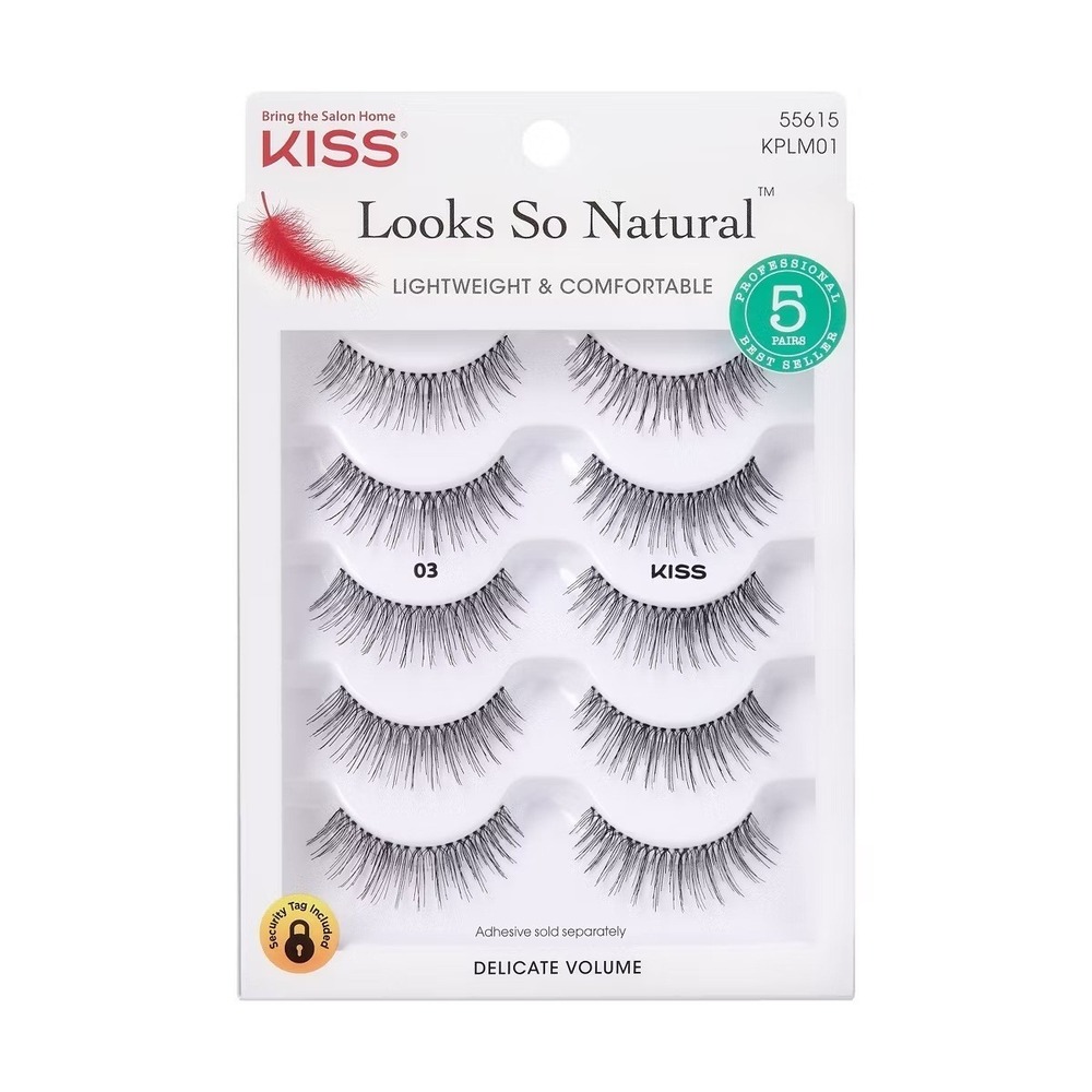 KISS Products Looks So Natural False Eyelashes, NIB, 5 Count Set